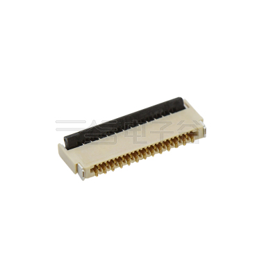 Pitch 0.30mm H1.0mm双排卧贴后掀盖双面接 FPC 25pin 本色 镀全金G/F